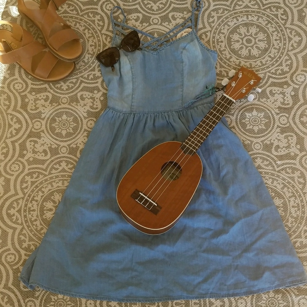 NWT Light Blue Strappy Skater Woven Dress